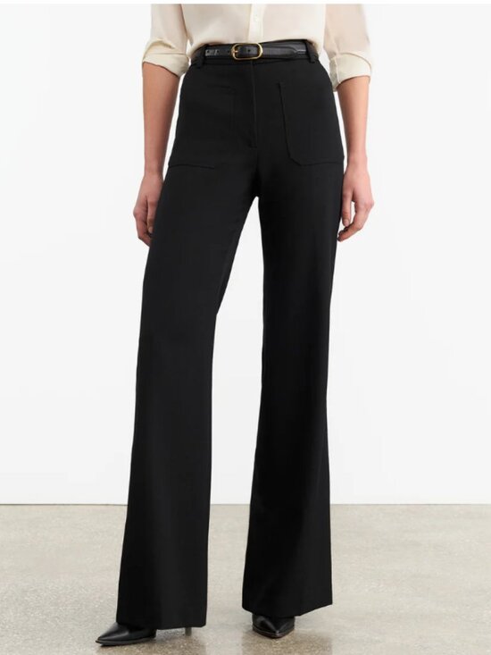 Nili Lotan Pants - Nili Lotan Christophe Black Wool Flared Trousers 00